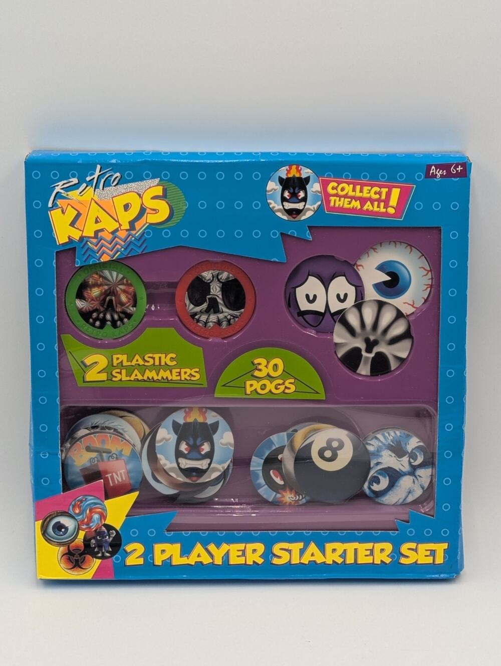 Retro Kaps 2 Player Starter Set Game - Includes 30 Pogs & 2 Plastic Slammers New